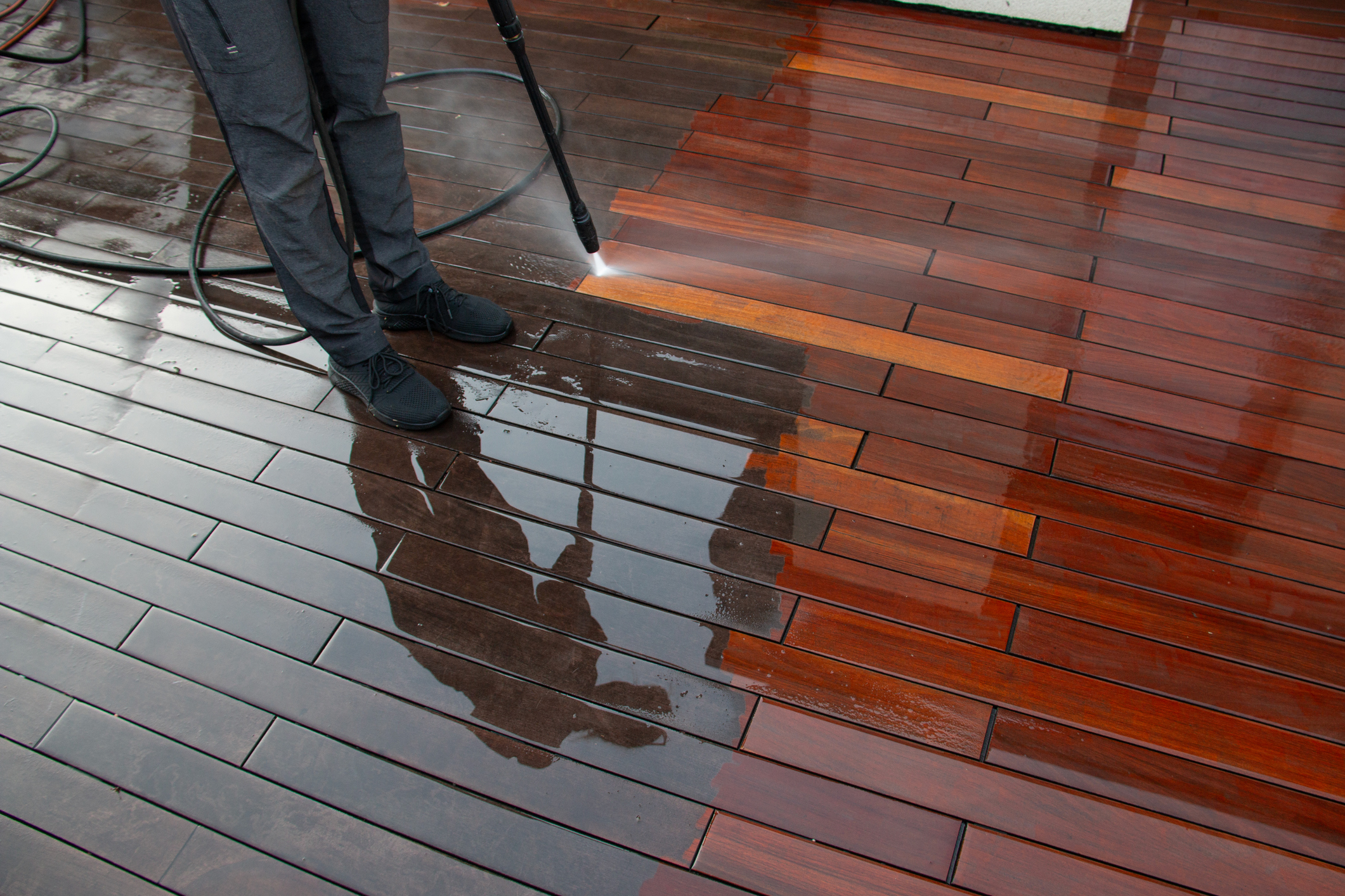 Professional deck pressure cleaning, timber deck restored, Sunshine Coast